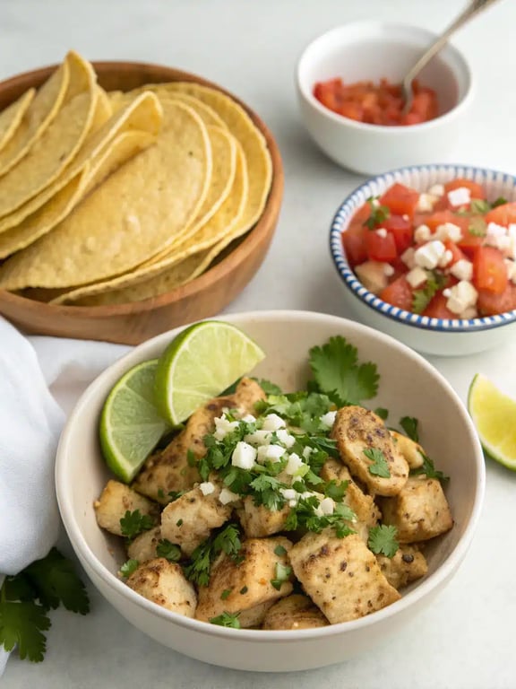 Step 4 for chicken street tacos — texture check