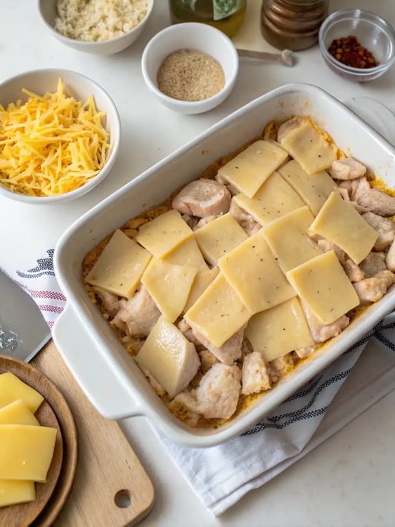 Final step for chicken taco casserole — plated and ready