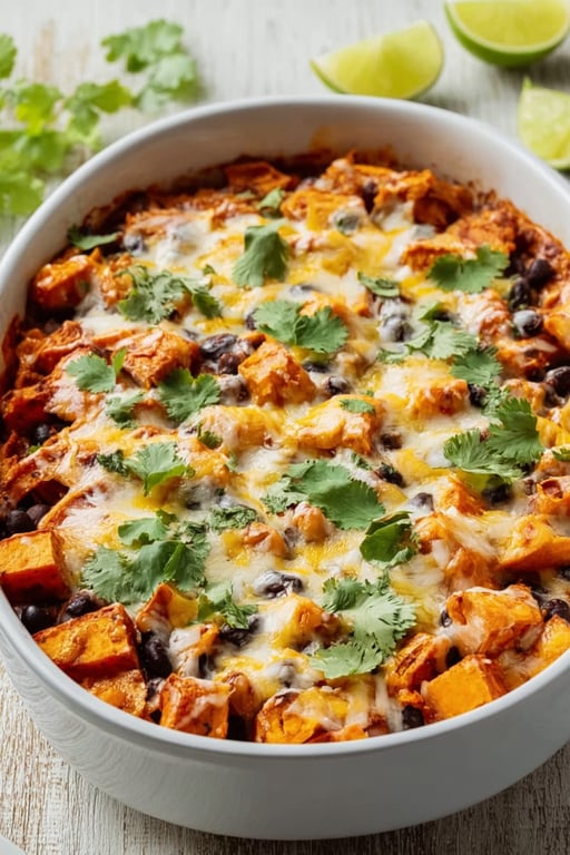 Sweet Potato and Black Bean Enchilada Casserole (60 Minutes)