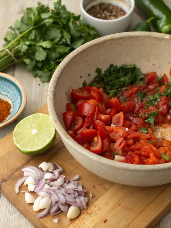 Final step for fire roasted salsa — plated and ready