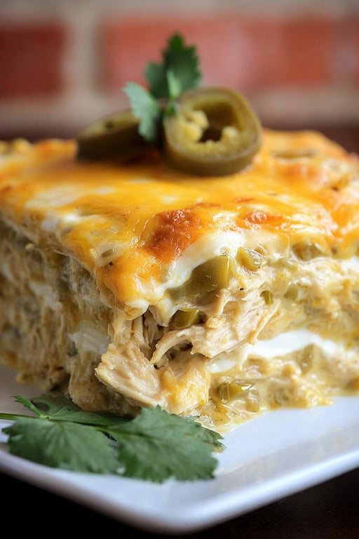 Green Chile Chicken Enchilada Casserole (Easy, Serves 8)