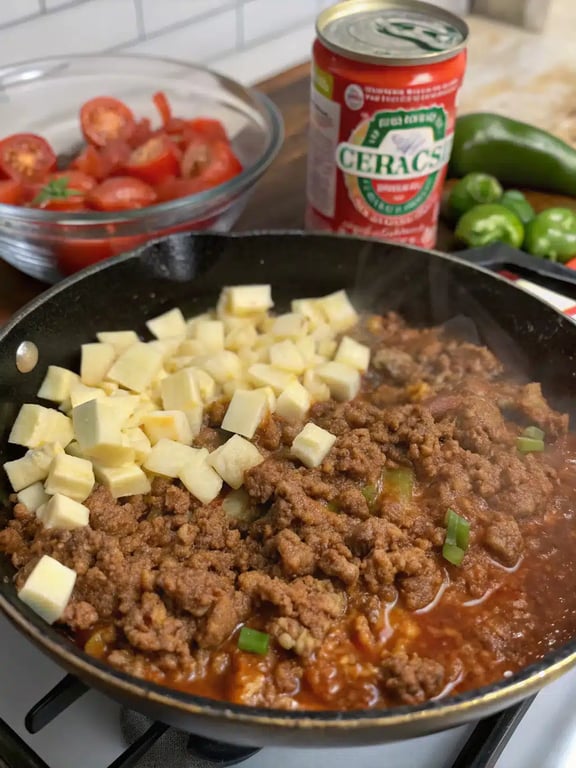 Close-up texture check of the smooth and creamy mexican cheese dip
