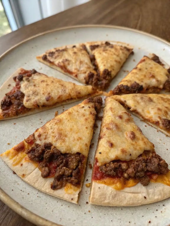 mexican pizza recipe plated with side dishes for a complete meal