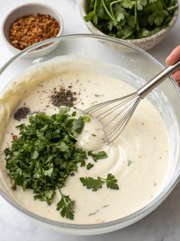 Step 4 for Mexican white sauce recipe — texture check