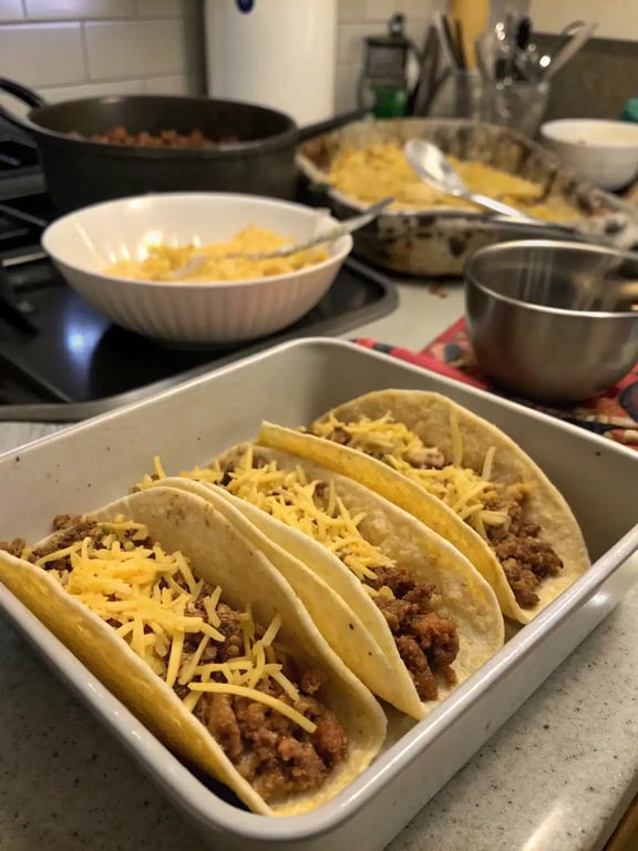 Final step for oven baked tacos — plated and ready