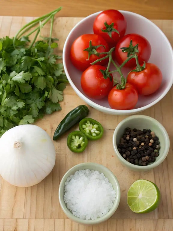 pico de gallo recipe ingredients pico de gallo recipe ingredients arranged on the counter