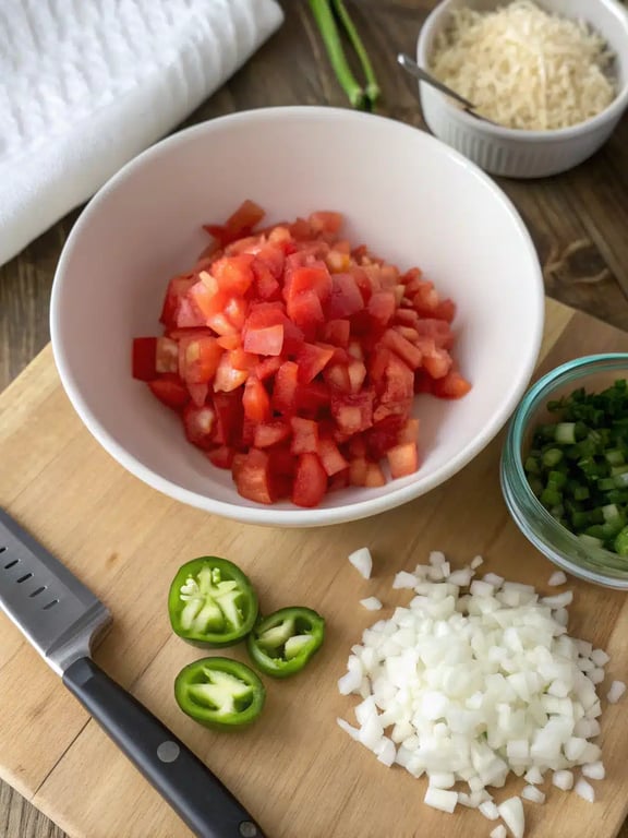 pico de gallo recipe — step 2 Step 2 for pico de gallo recipe — process in progress