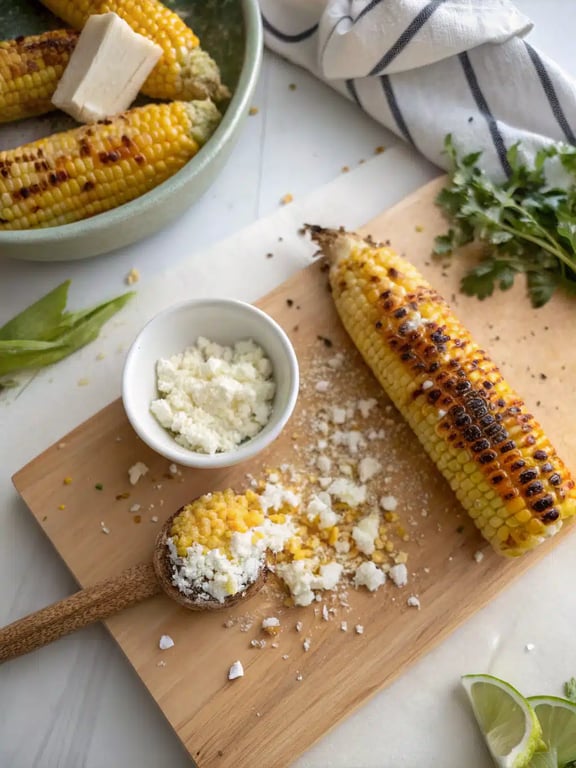 Final step for spicy mexican corn — plated and ready