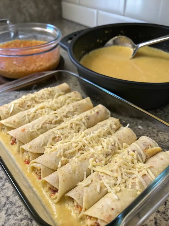 Step 4 for white chicken enchiladas — texture check