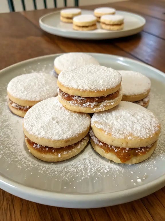 Andalusian Alfajores recipe beautifully plated on a ceramic dish for serving