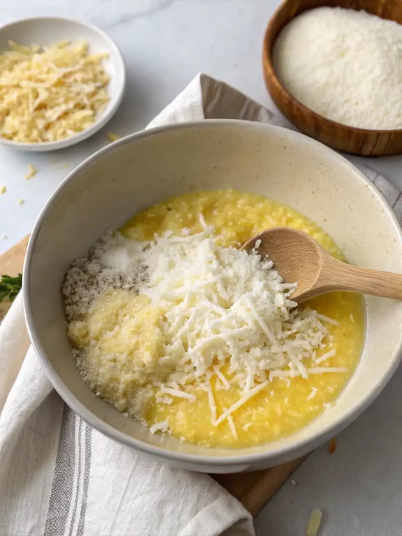 Step 2 for baked arancini recipe — process in progress