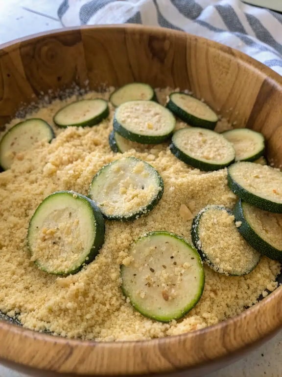 Step 4 for baked parmesan zucchini — texture check