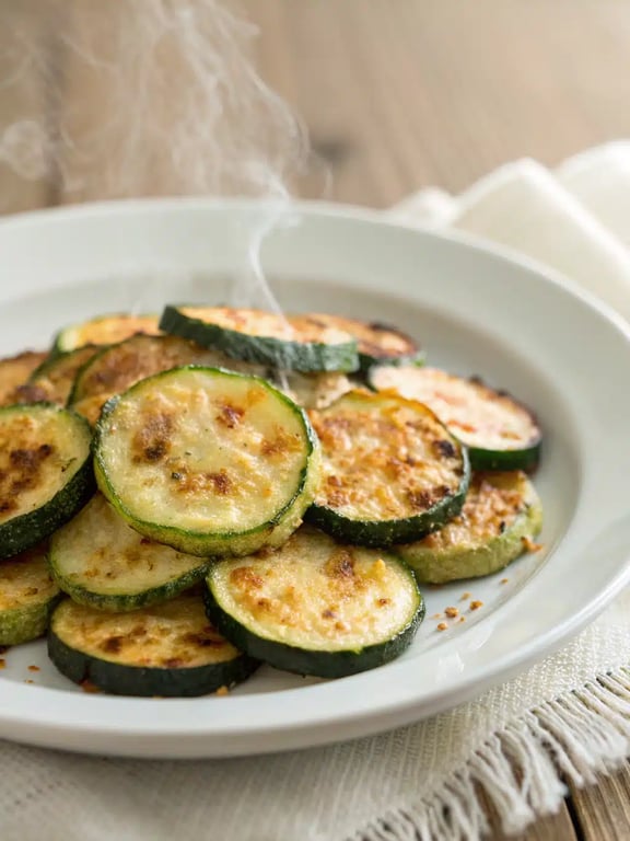 baked parmesan zucchini plated with grilled chicken and salad