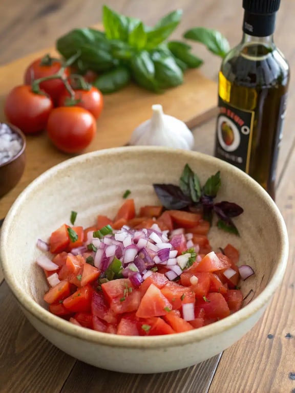 Step 2 for bruschetta dip recipe — mixing the creamy cheese base until smooth