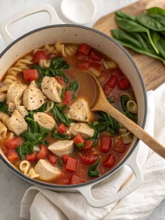 Final step for Italian chicken soup — plated and ready