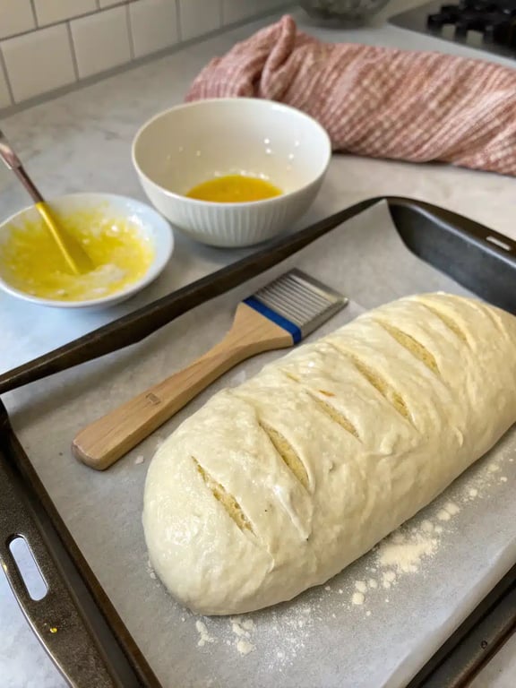 Final step for Italian herb cheese bread — plated and ready