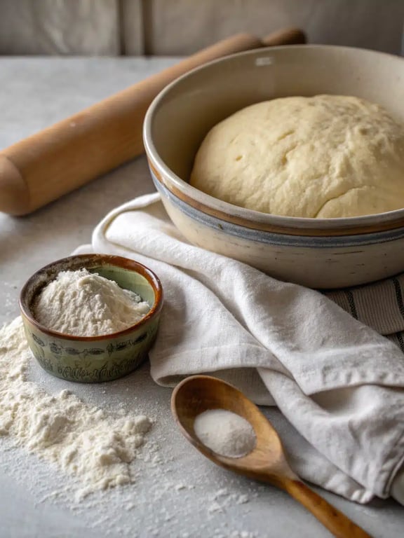 Step 4 for Italian herb cheese bread — sprinkling the cheese and herb filling over the dough