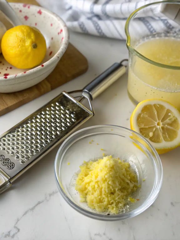 Whisking the wet ingredients for the lemon brownies recipe in a large bowl
