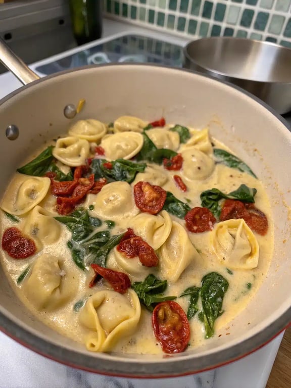 Final step for Marry Me Tortellini — plated and ready