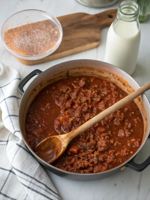 Final step for pasta bolognese recipe — plated and ready