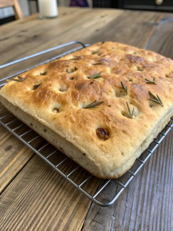 sourdough discard focaccia serving suggestion sourdough discard focaccia served on a wooden board with dipping oil
