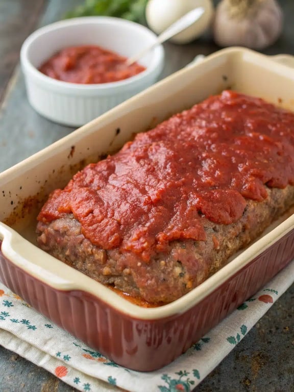 Final step for stuffed Italian meatloaf — plated and ready
