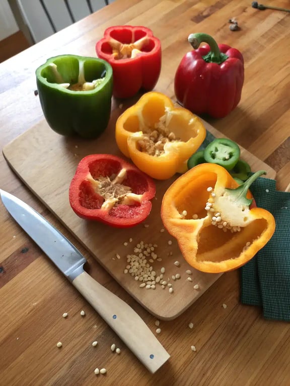 Step 2 for stuffed peppers recipe — process in progress