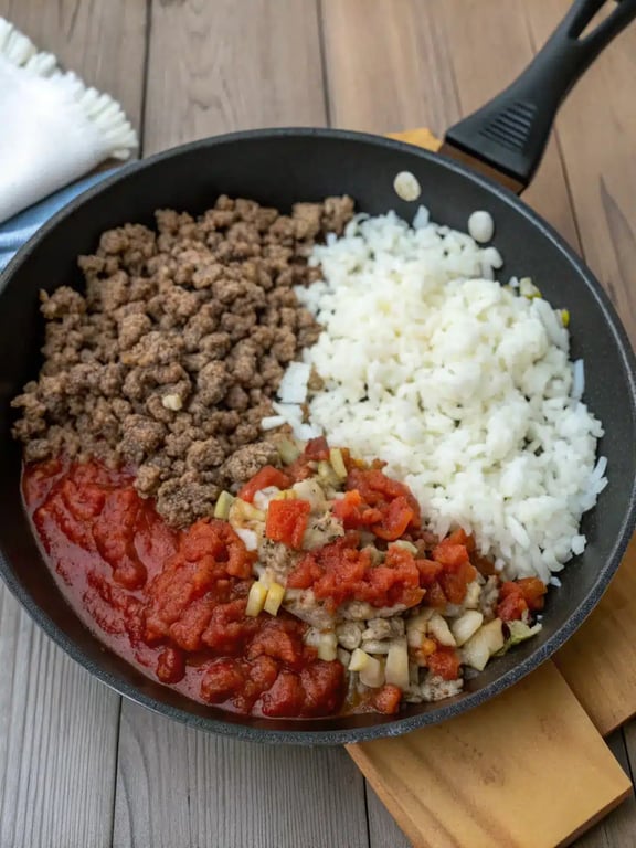 Step 4 for stuffed peppers recipe — texture check