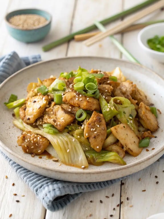 Salteado de pollo y repollo ingenioso, listo en 20 minutos