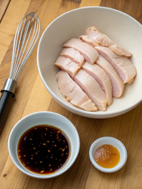 Step 2 for chicken cabbage stir fry — process in progress