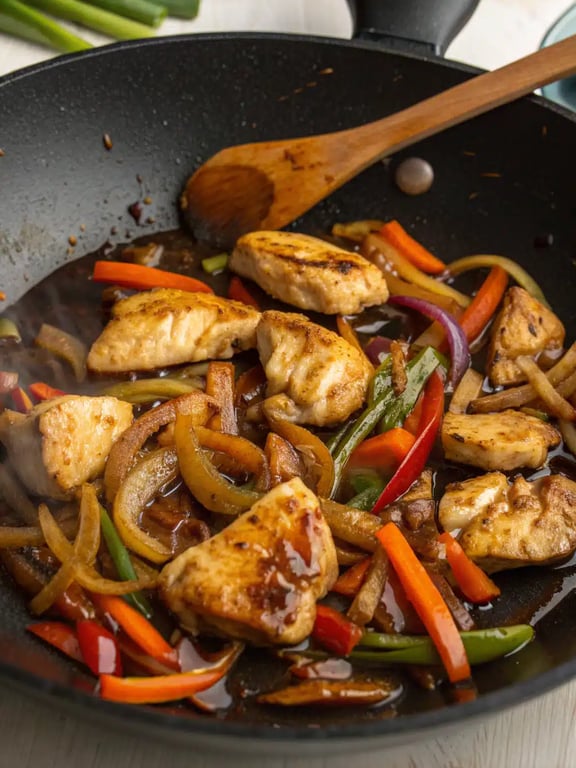 Final step for chicken teriyaki noodles — plated and ready to eat