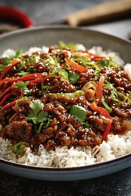 Crispy Chili Beef Rice (Serves 2)