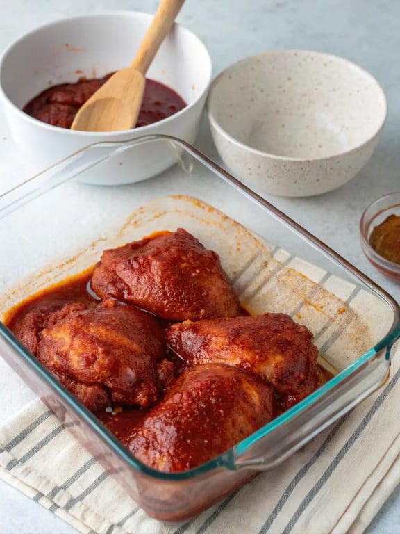 Step 4 for gochujang chicken thighs — texture check