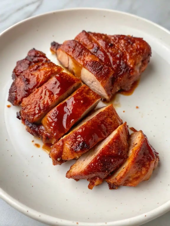 gochujang chicken thighs plated with rice and green onions