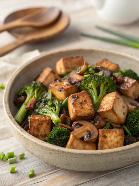 Salteado de tofu y champiñones: una experiencia agradable y sencilla para la noche entre semana
