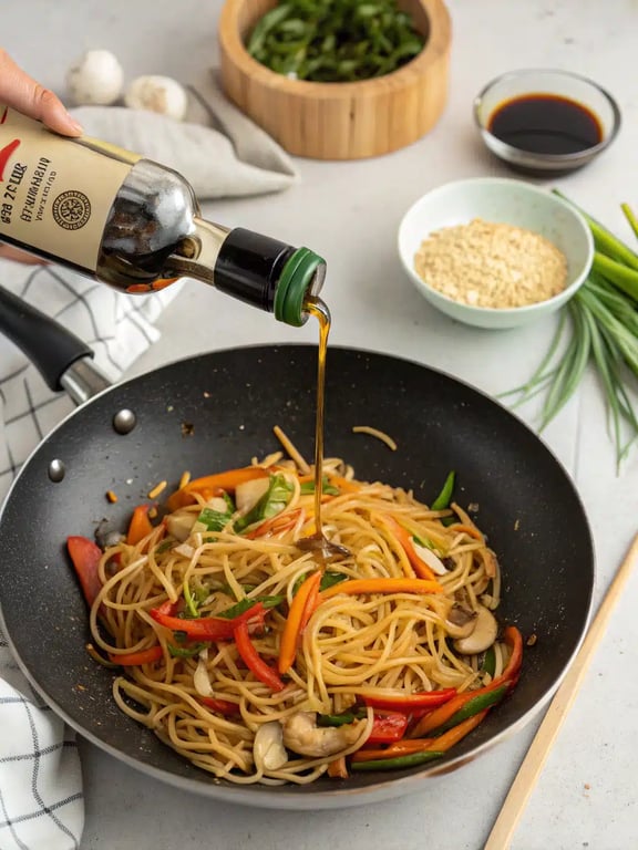 plain chow mein — final step Final step for plain chow mein — plated and ready