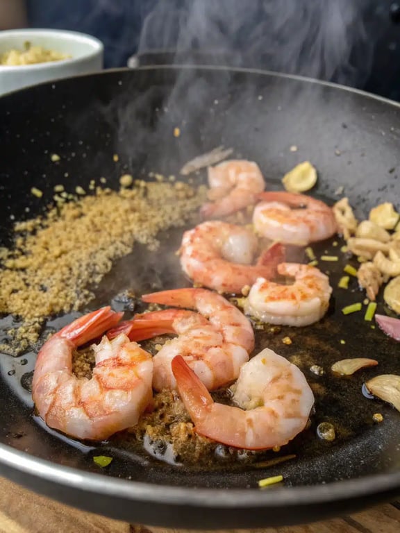 Final step for shrimp lo mein — plated and ready
