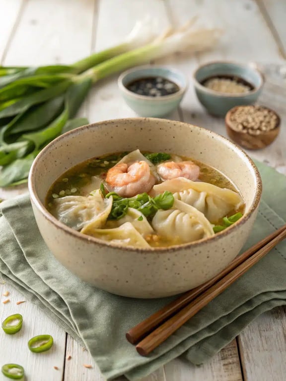 Receta de sopa wonton acogedora con frescura y sabor
