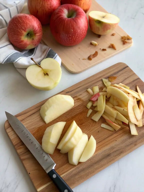 air fryer apple fries — step 2 Step 2 for air fryer apple fries — process in progress