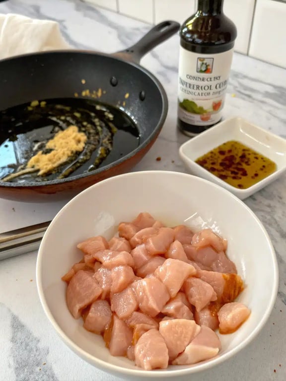 Step 2 for BBQ chicken wraps — process in progress