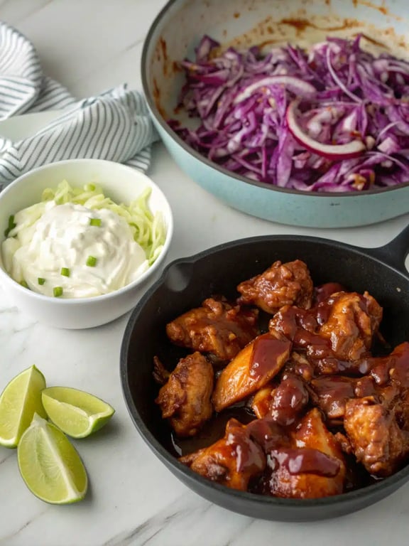 Step 4 for BBQ chicken wraps — texture check