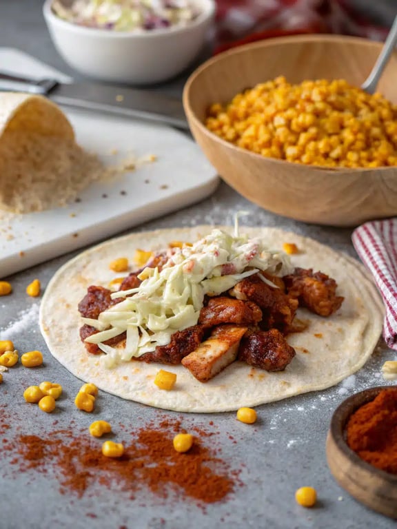Final step for BBQ chicken wraps — plated and ready