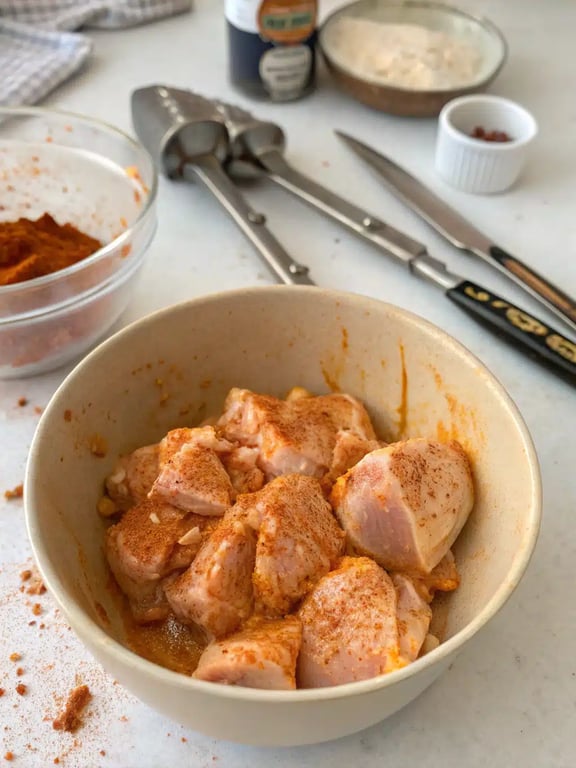 Step 4 for chicken tikka masala — texture check