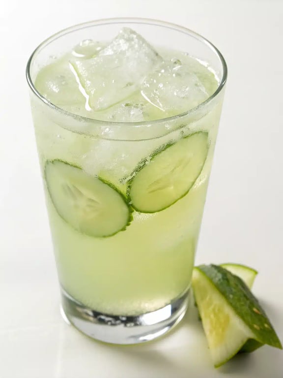 A beautifully set table with a pitcher of chilled cucumber lemonade and garnished glasses