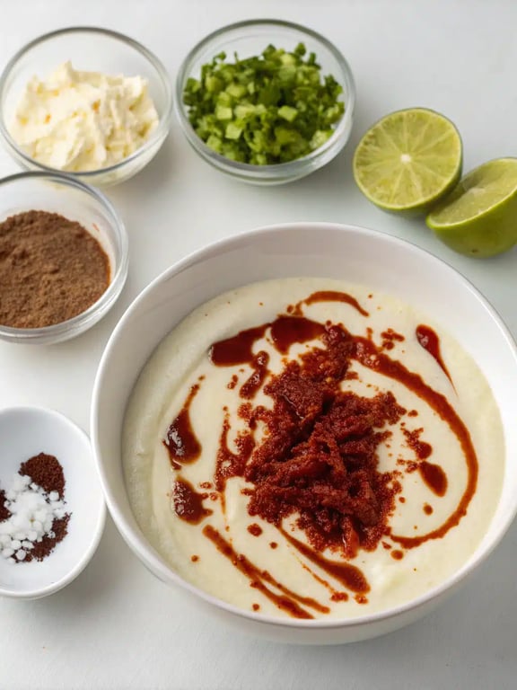 Step 4 for chipotle garlic sauce — texture check