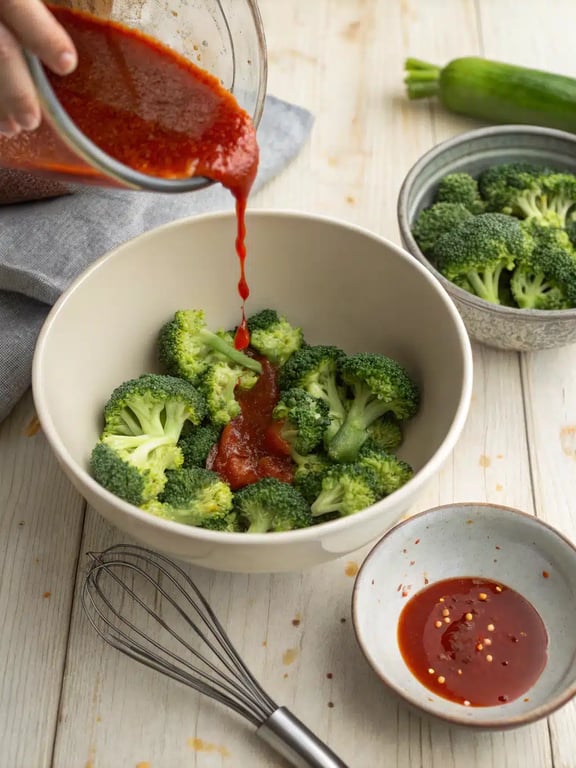 Step 4 for gochujang broccoli recipe — texture check