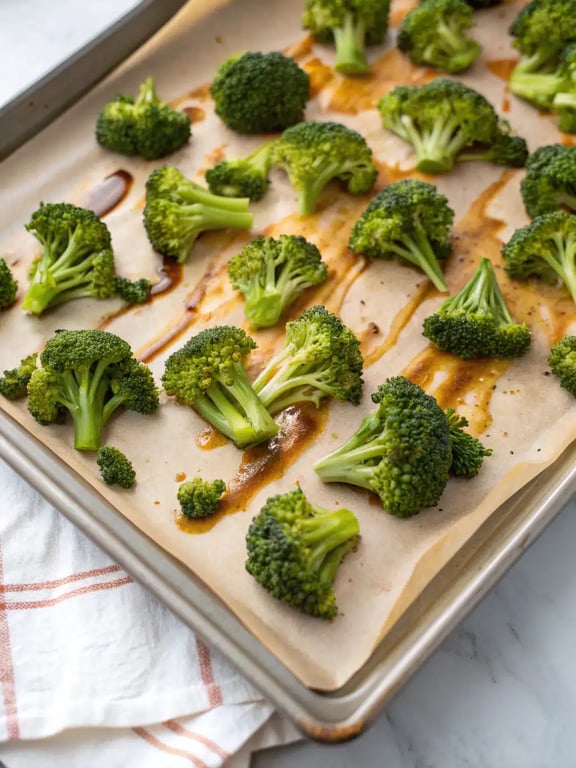 Final step for gochujang broccoli recipe — plated and ready