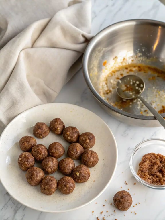 Step 4 for Greek meatballs lemon sauce — texture check