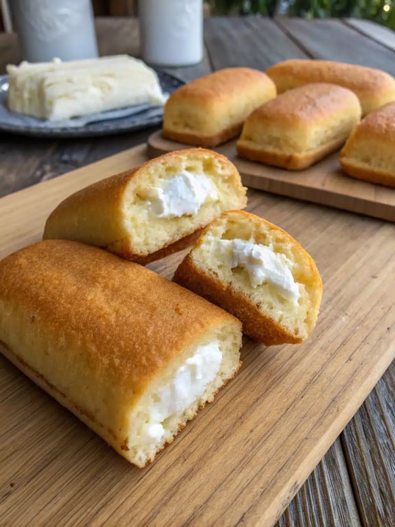 homemade twinkies recipe beautifully arranged on a serving plate