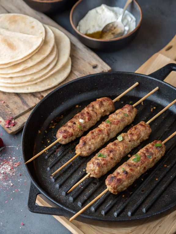 Final step for kofta kebab recipe — plated and ready